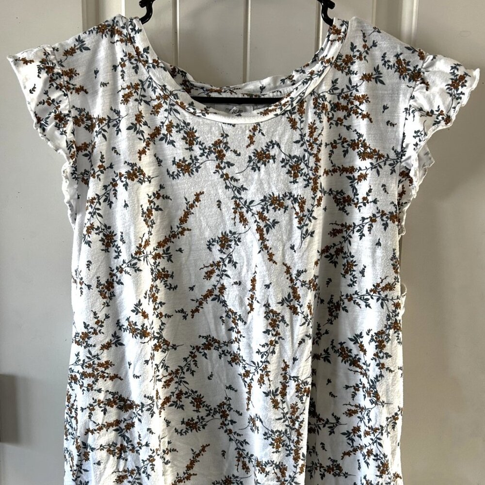 Women's Ruffle Sleeve Floral Top